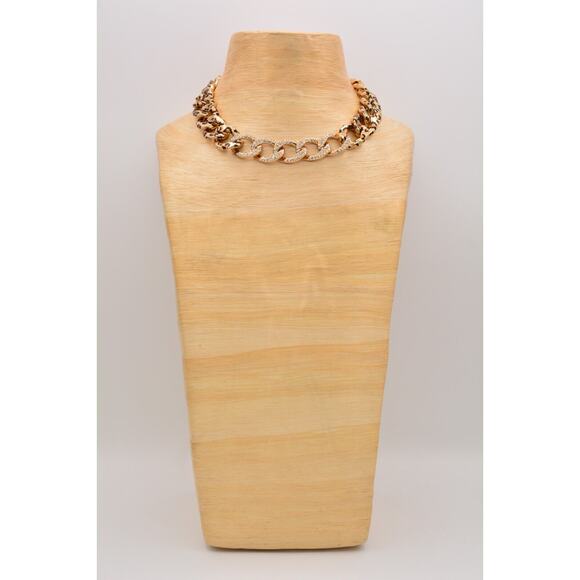 Betsey Johnson Crystal Leopard Necklace Chain Collar Gold Heavy Chunky BinAU - Picture 8 of 12